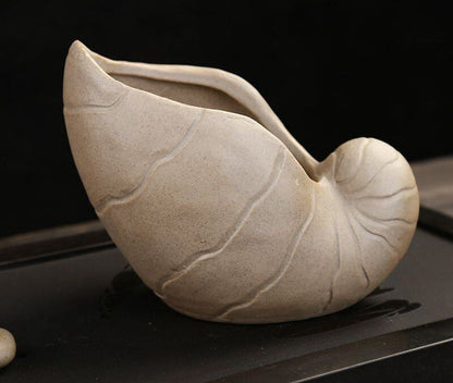 Flower Pot White Pottery Shell Shaped Succulent Plant Holder 21.5x11.5cm Ceramic