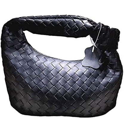 Woven Handbag, Knotted Clutch Bag for Women Soft Leather Hobo Bag Fashion Mini C