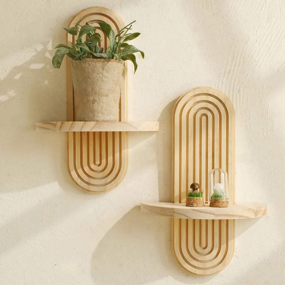 Boho Wall Mounted Shelf for Plants & Decor