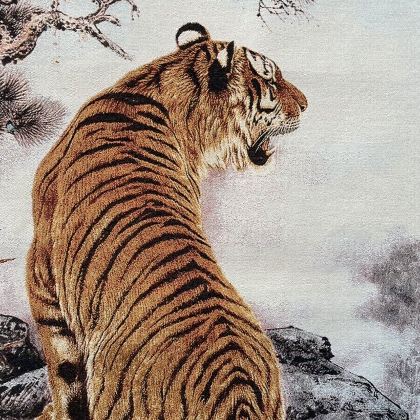 Antique Chinese "Uphill Tiger" Painting Silk Embroidery Tang Ka Painting Mural