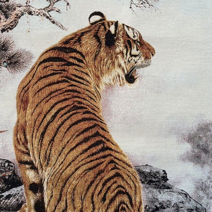 Antique Chinese "Uphill Tiger" Painting Silk Embroidery Tang Ka Painting Mural