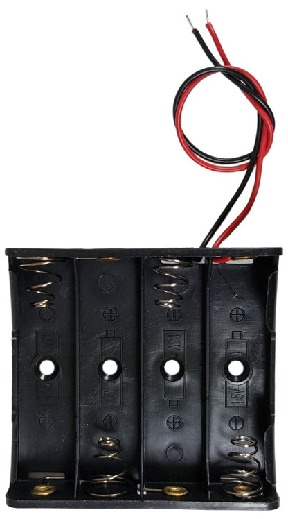 AA 4 Battery Holder with Wire Leads, Holds Four AA Batteries - for DIY / Repair
