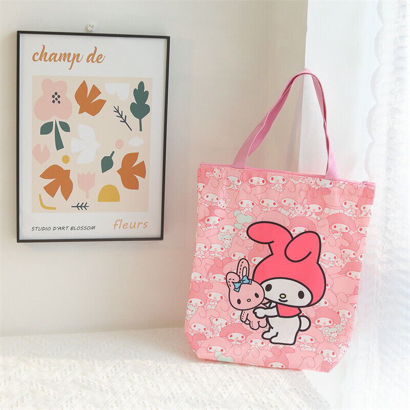 Cute My Melody Kuromi Cinnamoroll Hello Kitty Handbag Tote Canvas Storage Bag