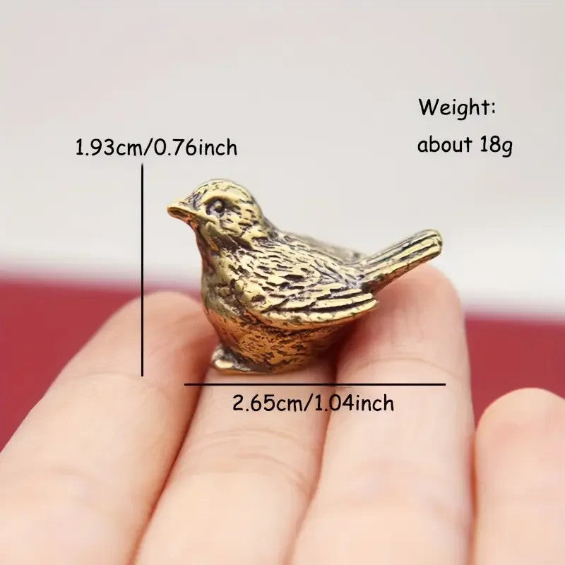 26.5mm Brass Sparrow Tea Pet Bird Figurine Decoration Chinese Retro Ornament