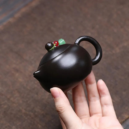 90ml Chinese Yixing Purple Clay Handmade Zisha Tea Pot Xishi Kettle Teaware