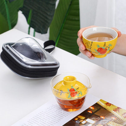 Portable Tea Set Porcelain Teacup Glass Gaiwan Vehicle Travel Teasets Tureen Lid