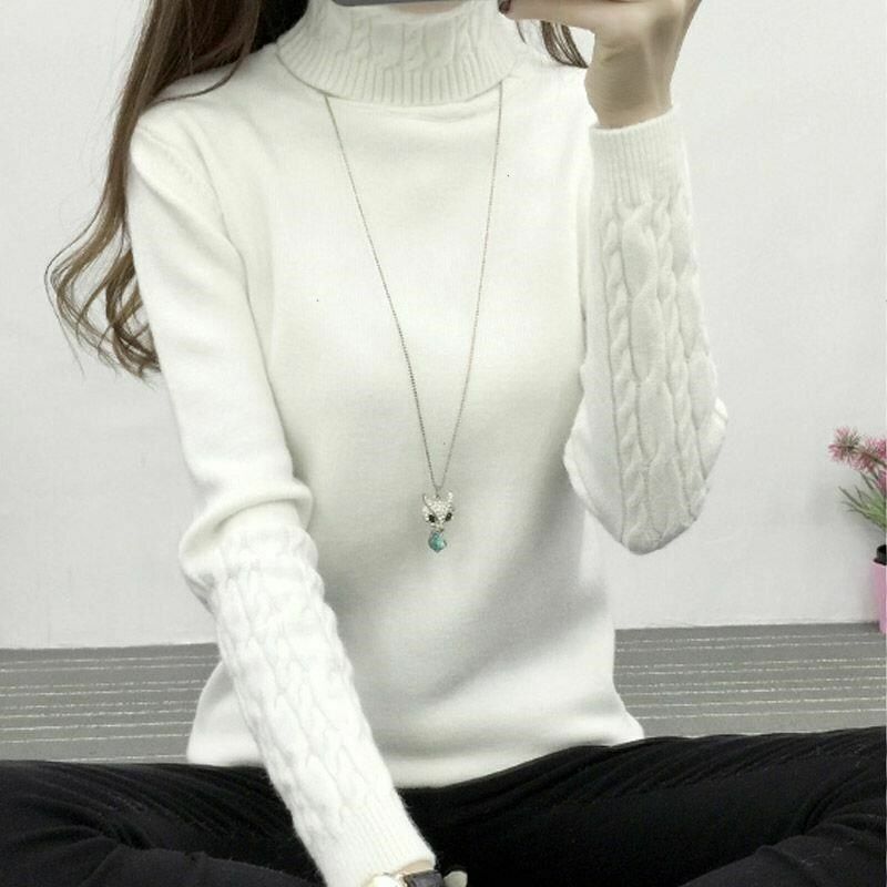 Women Sweaters Turtleneck Cashmere Knitted Pullovers Female Jumper Tricot Tops