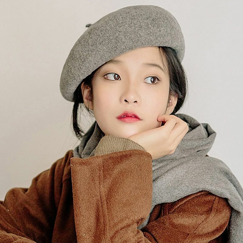 French Beret Caps Winter Warm Street Style Cap Wool Warm Beanie Hat Caps Hiking
