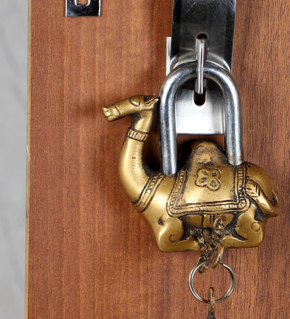 Antique Look Camel Design Functional Brass Padlock with 2 Keys