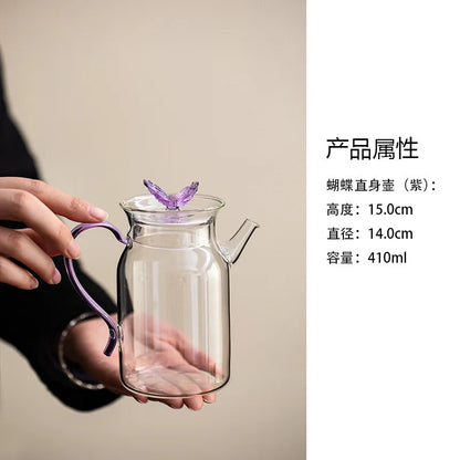 Glass Butterfly Cover Kettle Teapot Household Teapot -