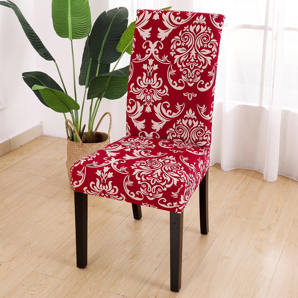 1/4/6pcs Stretch Spandex Dining Room Printed Chair Covers Slipcovers Home Decor