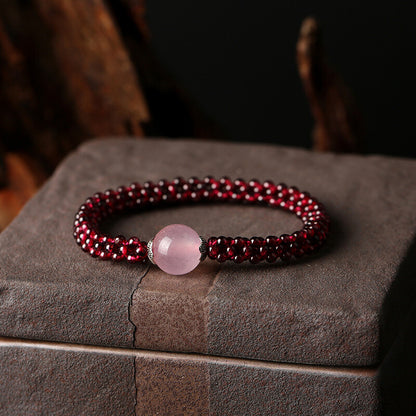 Rose Quartz Garnet Handmade Neutral Beads Healing Reiki Women's Bracelet 1X-
