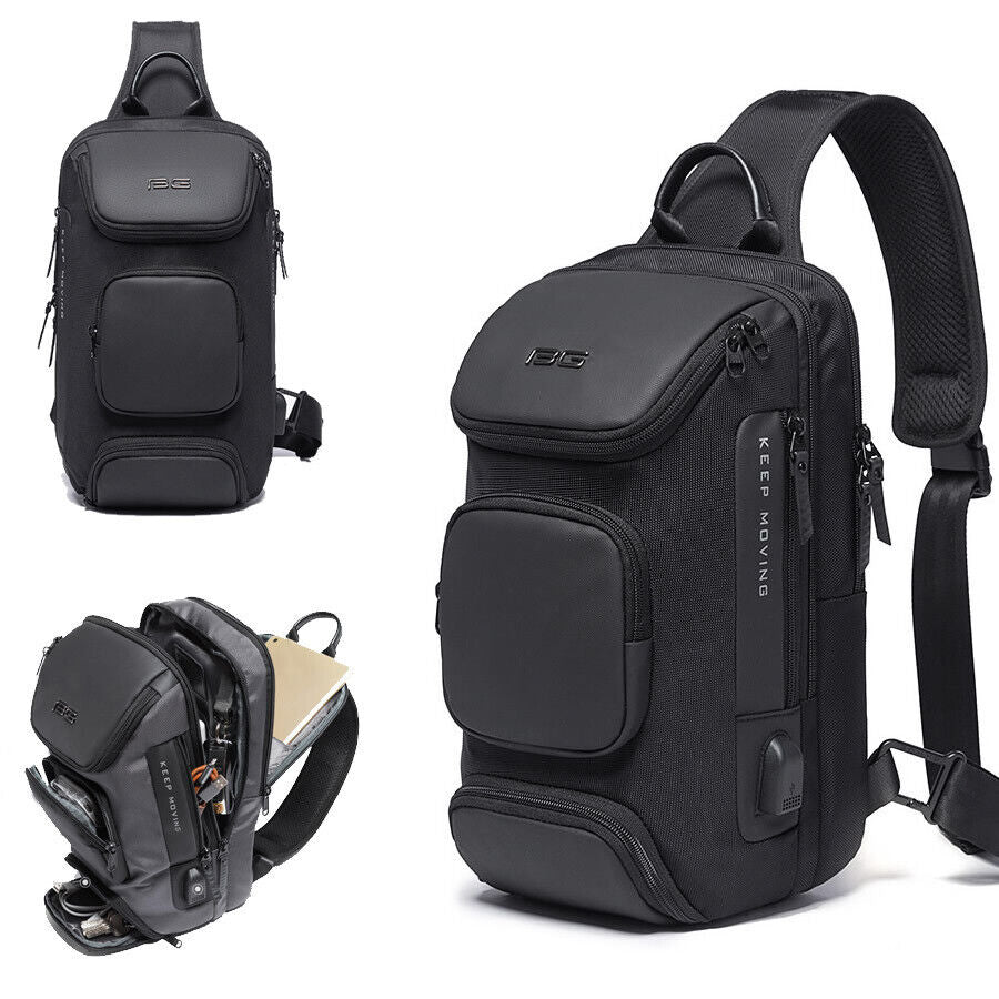 Charging Port Water Resistant Chest Pack Sling Bag Crossbody Backpack Business