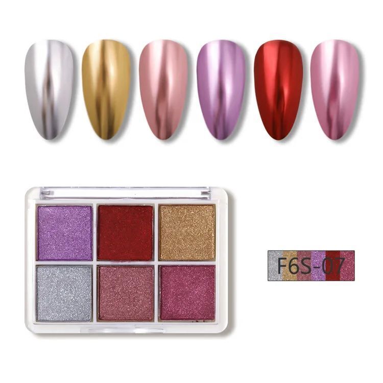 Nail Art Glitters 6 Colors Powder Metallic Laser Holographic Pigment Dust Polish