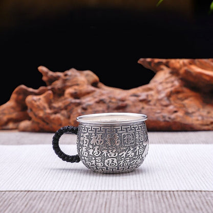 999 Sterling Silver Tea Cup With Handle Certificate Paper Health Care Handmade