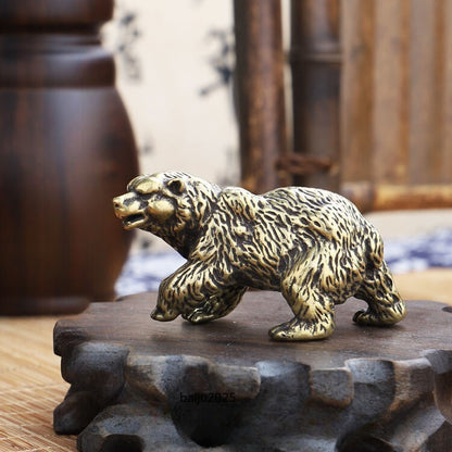 Solid Brass Bear Figurine Statue Animal Figurines Toys House Desktop Decoration