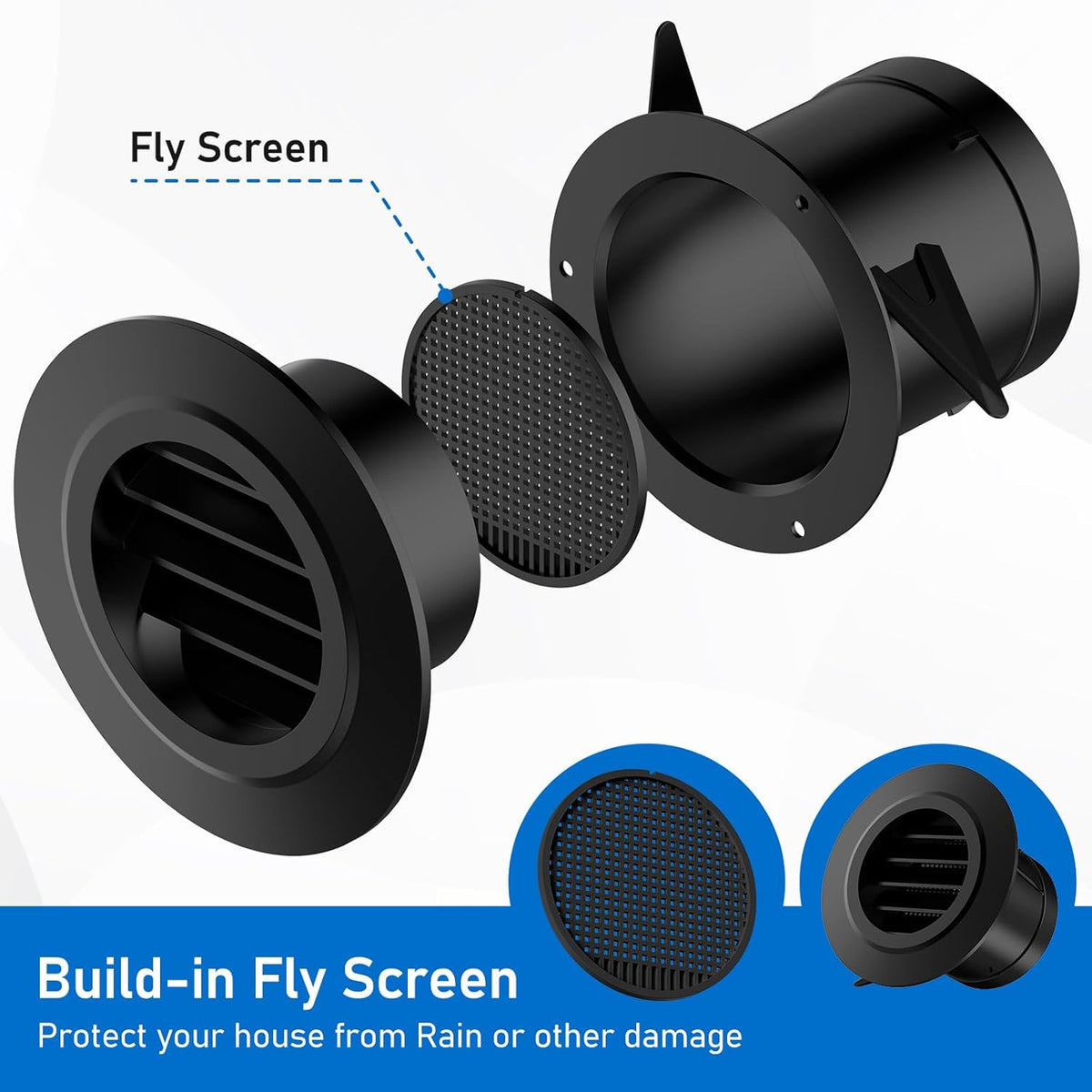 3 in Soffit Exhaust Vent, 3‘’ round Air Vent Cover with Built-In a Fly Screen fo