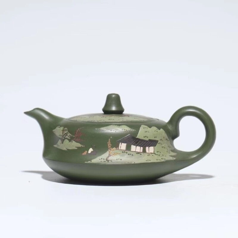 200ml Chinese real yixing zisha green clay tea pot handmade ball shaped infuser