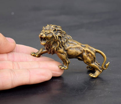 Brass Male Lion Statue Animal Decor