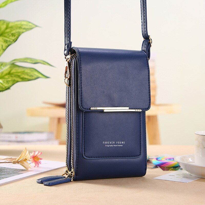 Solid Color Leather Crossbody Bag Shoulder Bag Mini Phone Purse Flap Handbag 1PC