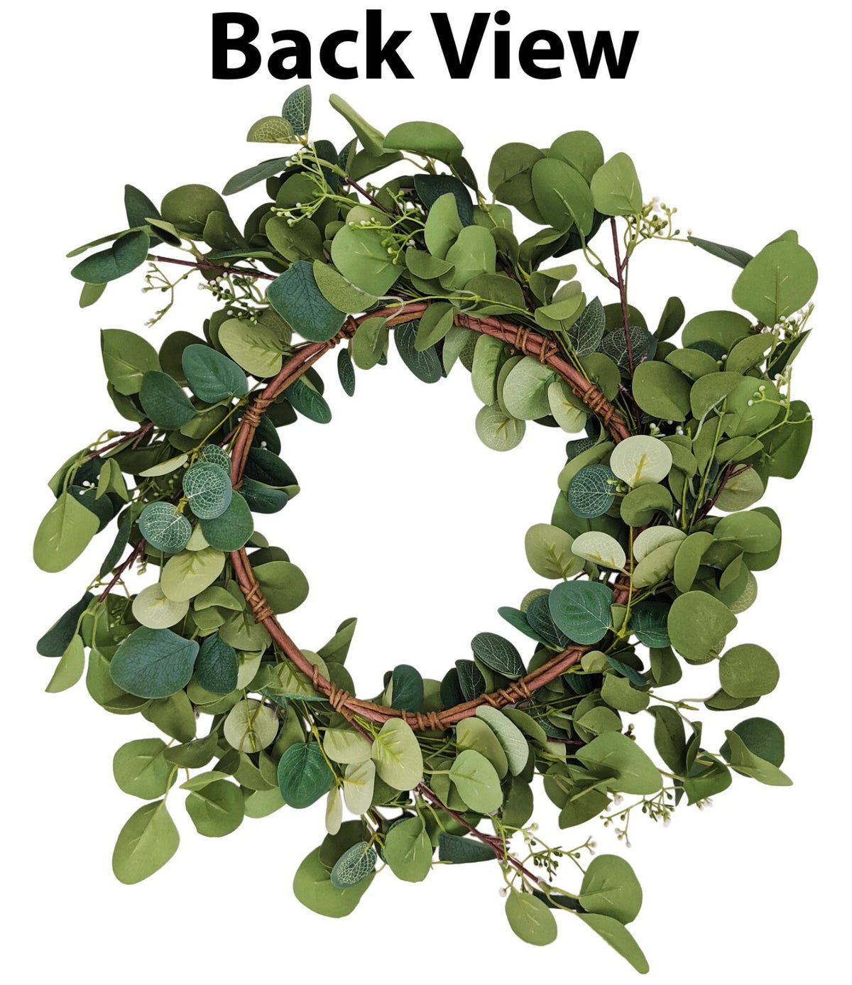19 Inch Artificial Eucalyptus Wreath with Realistic Foliage and White Berries