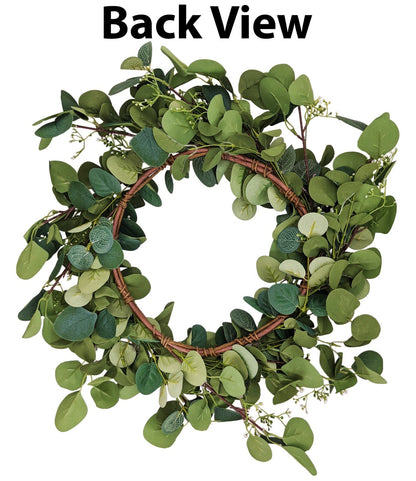 19 Inch Artificial Eucalyptus Wreath with Realistic Foliage and White Berries