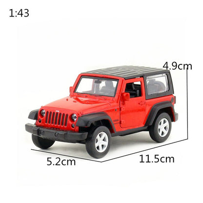 1:43 Diecast Jeep Wrangler Metal Car Model Diecast Toy Pull Back Door Open