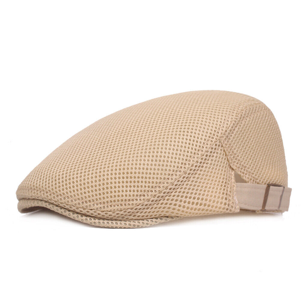 Unisex Casual Beret Hat Flat Cap Breathable Mesh Cap Newsboy Style Adjustable