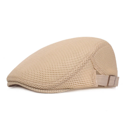 Unisex Casual Beret Hat Flat Cap Breathable Mesh Cap Newsboy Style Adjustable