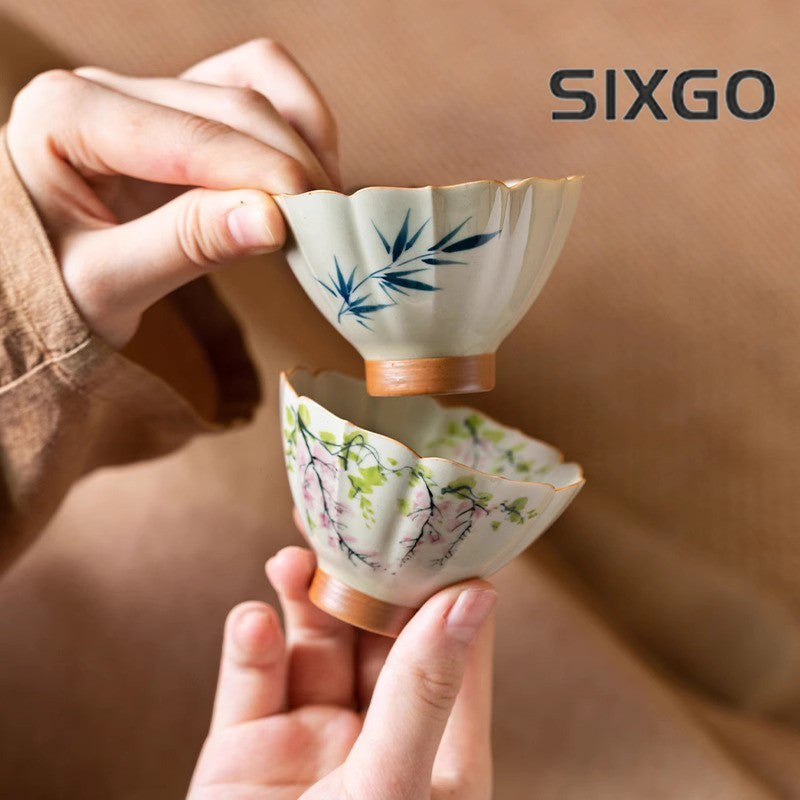 60ML Exquisite Hand-painted Wood Ash Kung Fu Tea Cup Ceramic Tea Cup Tea Set