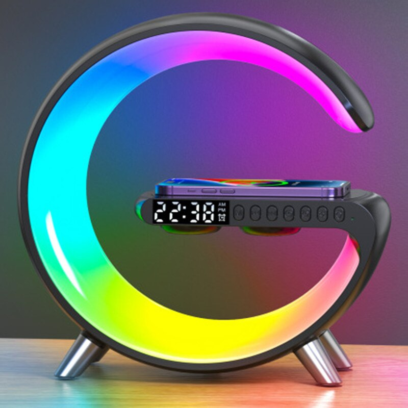 Multifunctional Wireless Charger Alarm Clock Speaker APP RGB Light Fast Charging