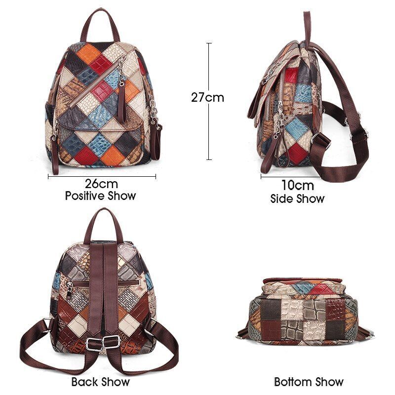 Backpacks Genuine Leather School Bag Knapsack Traveling Polyester Multicolor 1PC