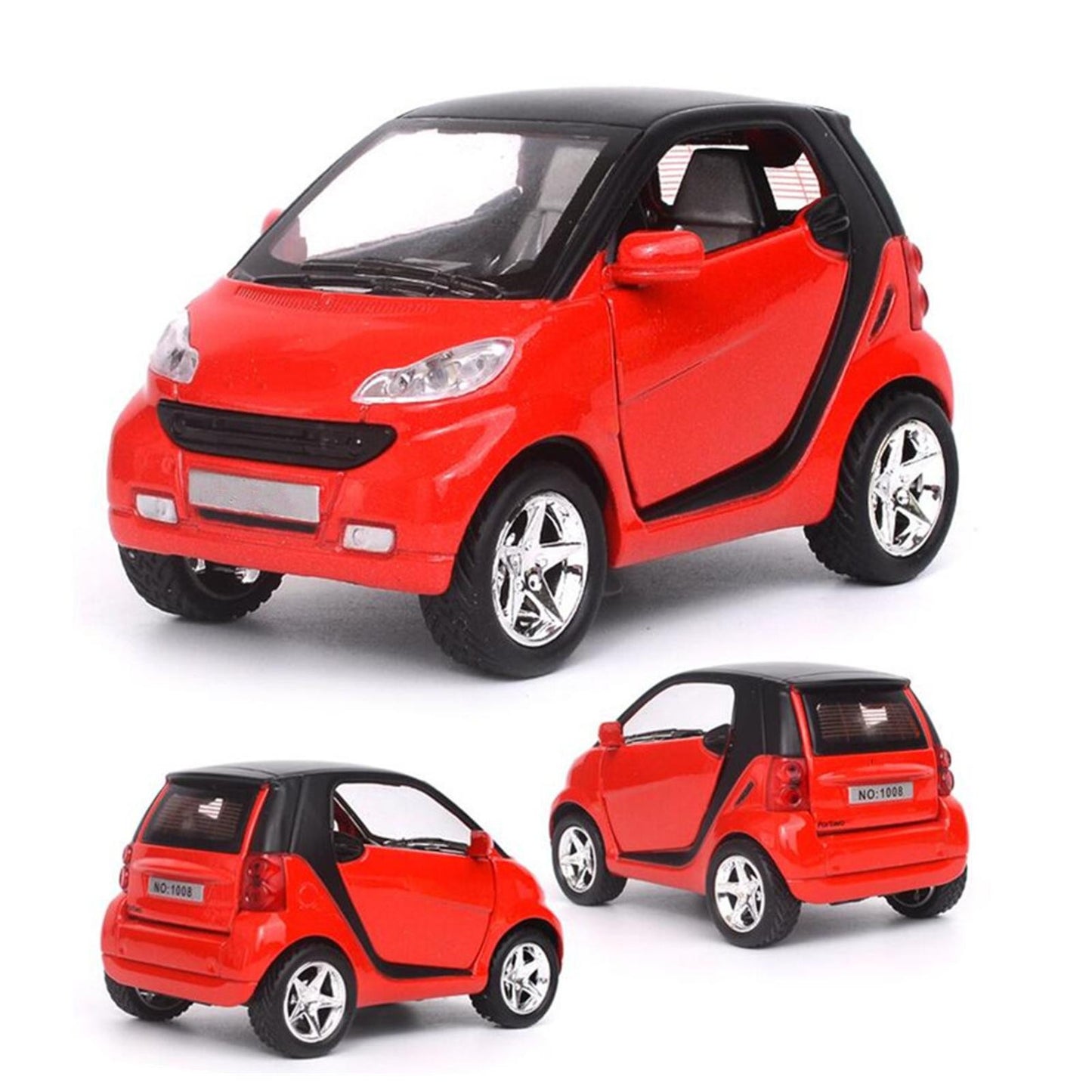 Red 1:32 Car Model Diecast Toy Vehicle Collection Kid Pull Back For Smart ForTwo