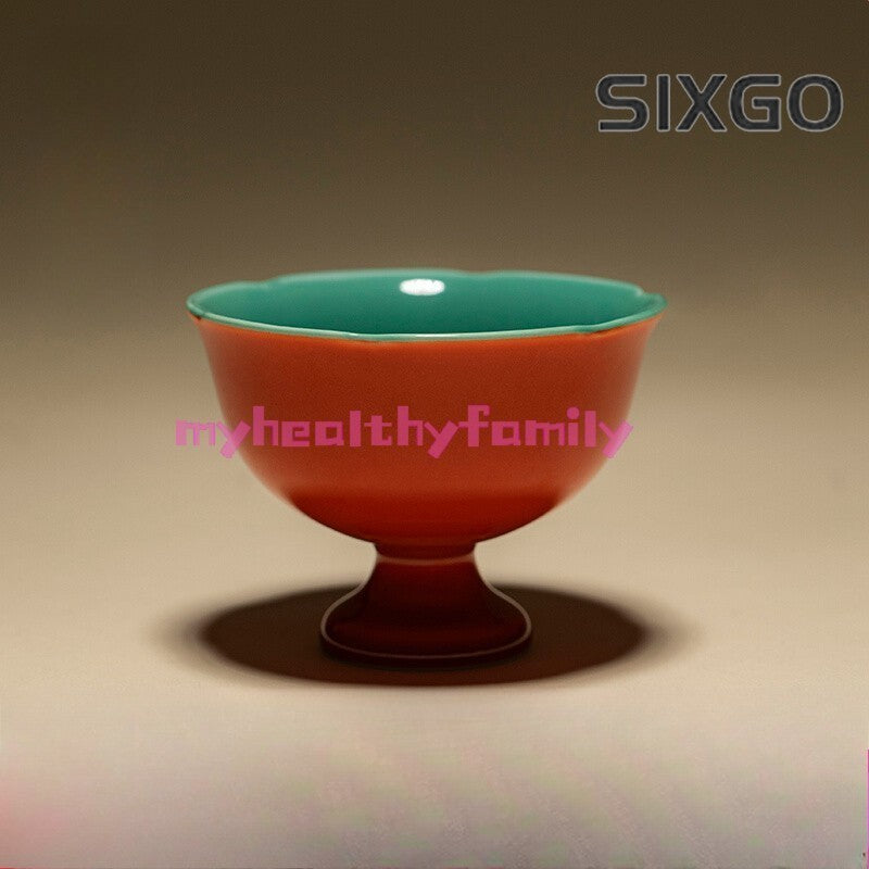 50ML Ceramic Palace Red High Foot Household Tea Cup Kung Fu Tea Set Special Cup
