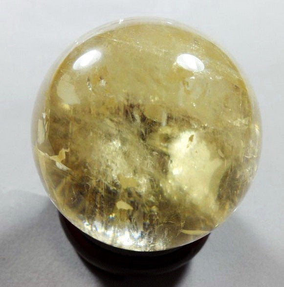 40MM New Natural Citrine Calcite Quartz Crystal Sphere Healing Gemstone+Stand