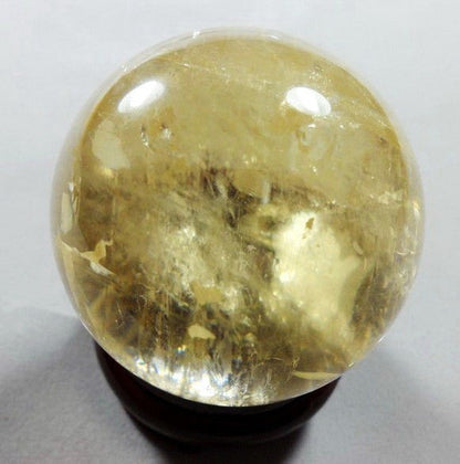 40MM New Natural Citrine Calcite Quartz Crystal Sphere Healing Gemstone+Stand