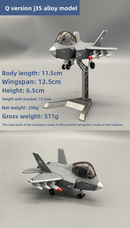 Q Version Cartoon Alloy Aircraft Model China J35 Fighter J-35 Model Aircraft