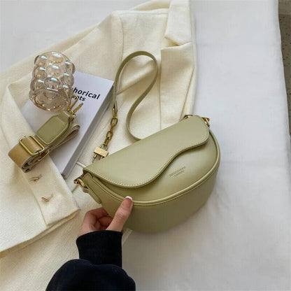 Women's PU Small Shoulder Bag Fashion Simple Underarm Handbag Travel Crossbody