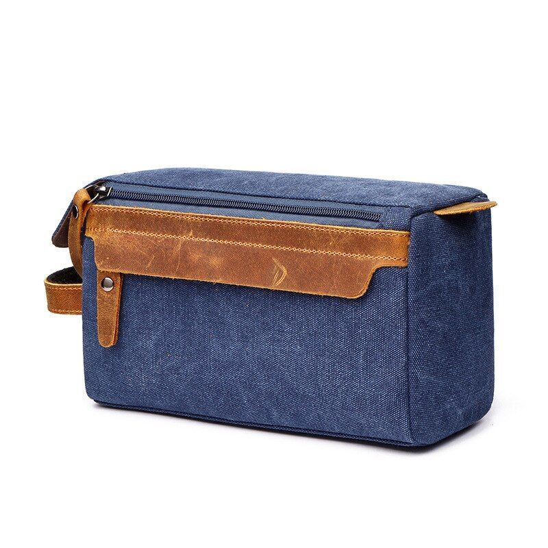 Toiletry Bag Shaving Kit Bag Leather Travel Shaving Bag Canvas Purse 24x12x15 Cm