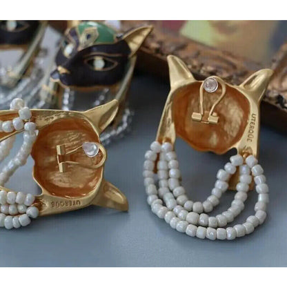 1 Pair of Exquisite Egyptian Cat-shaped Ear Clips Earrings Women