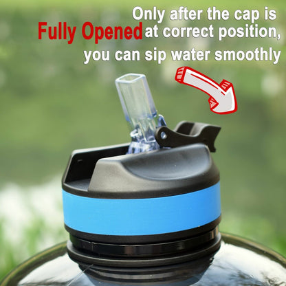 Water Bottle 1 Gallon Straw Clear Plastic Drinking Bottles Big GYM Jug Cup BPA