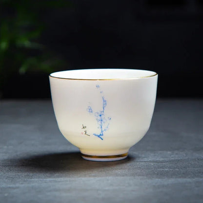 Chinese Handmade White Porcelain Teacup Travel Portable Tea Bowl Tea Set