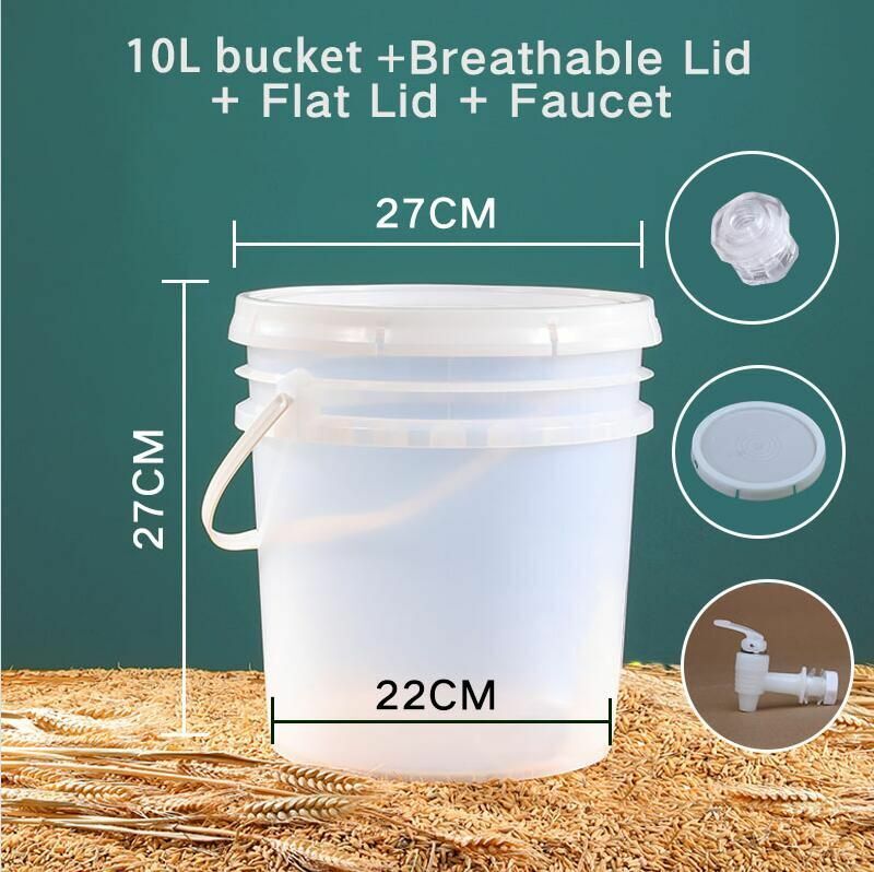 5/10L BPA Free Plastic Bucket Wine Fermentation Leakproof Containers Beer Barrel