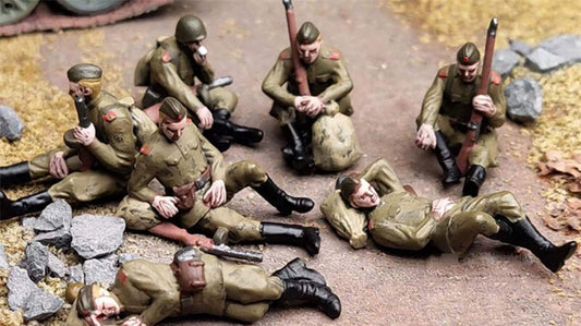 for FLOZ WWII Seven Soviet soldiers at rest 1/72 Figures Pre-built Model