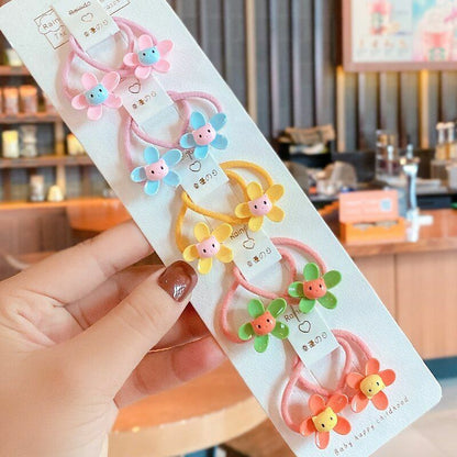 Hair Bands 10/20 Pcs/Bag Shiny Flowers Baby Scrunchies Rubber Kids Accessories