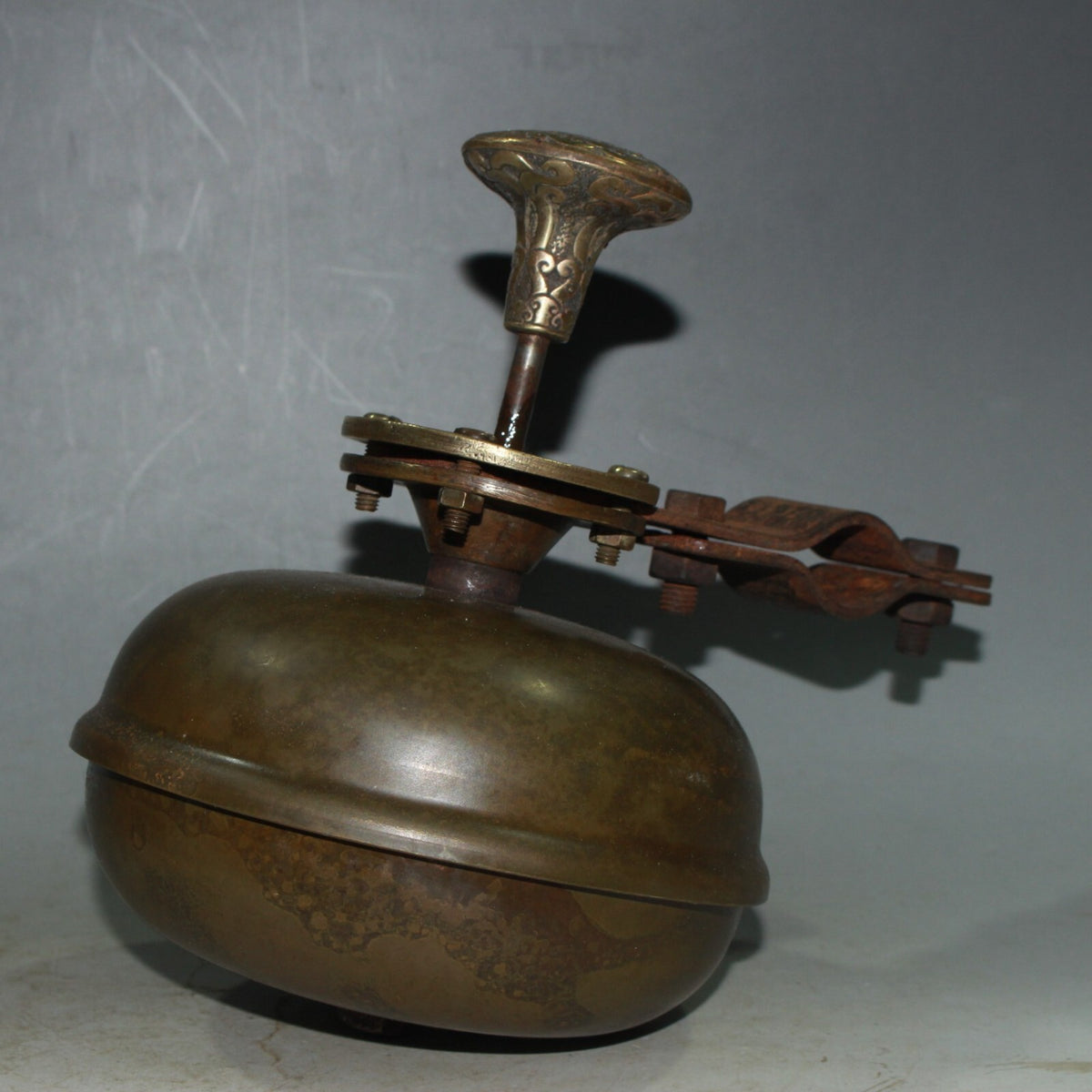 Antique Collection: Pure Copper Yellow Box Car Foot Bell Decoration
