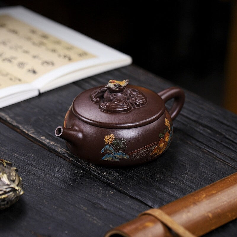 Original Ore Yixing Zisha Purple Clay Tea Pot Marked 9 Infuser Holes Handmade