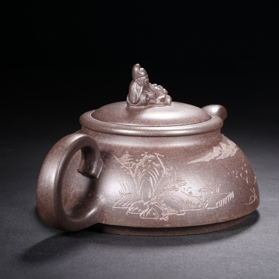 Chinese Yixing Zisha Clay Handmade Exquisite Teapot（李白醉酒 底款：曼希陶艺）