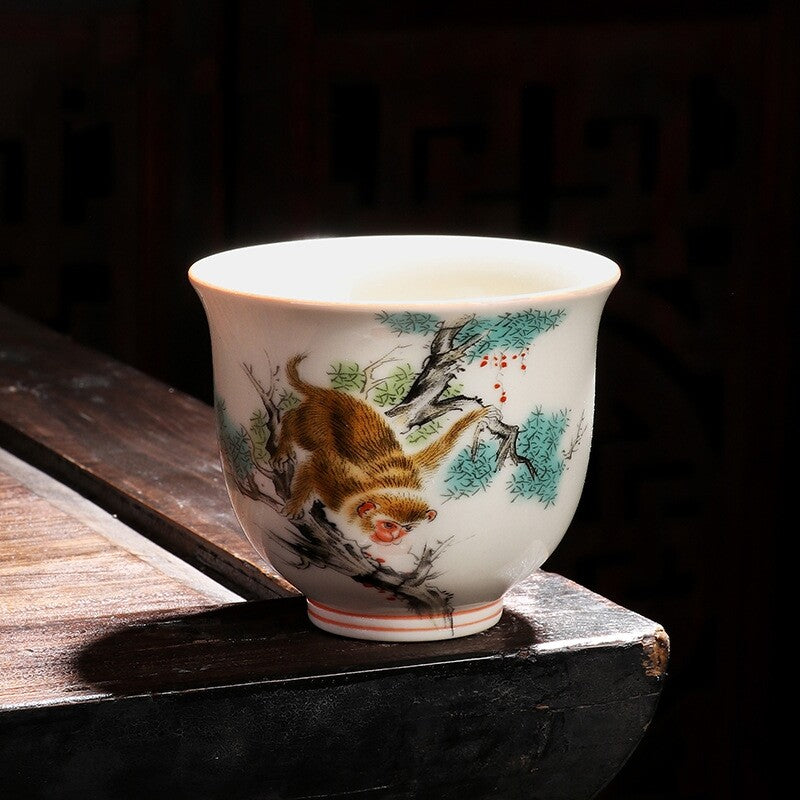 One Cup Chinese Symbolic Animals Porcelain Animal Print 125ml Master Tea Cup New