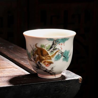 One Cup Chinese Symbolic Animals Porcelain Animal Print 125ml Master Tea Cup New